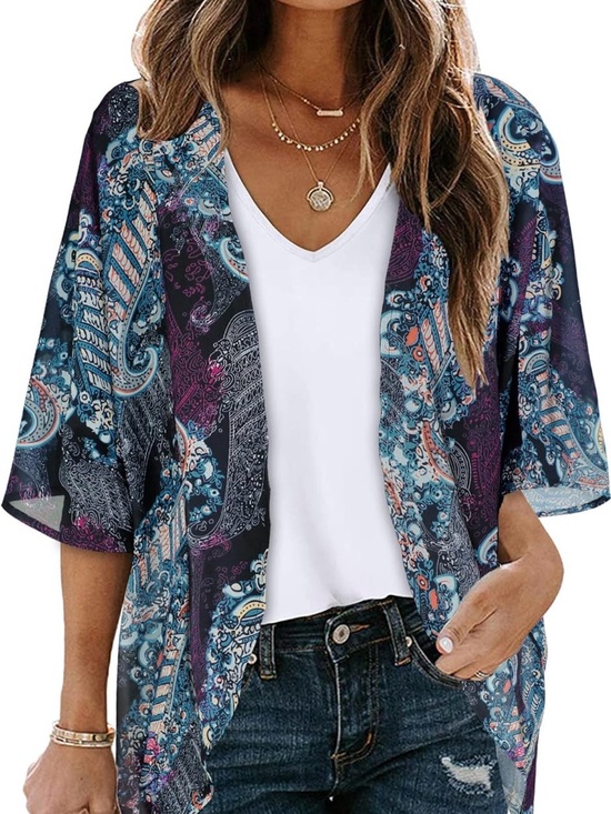 Other - Boho Paisley Kimono Cardigan - Navy & Teal